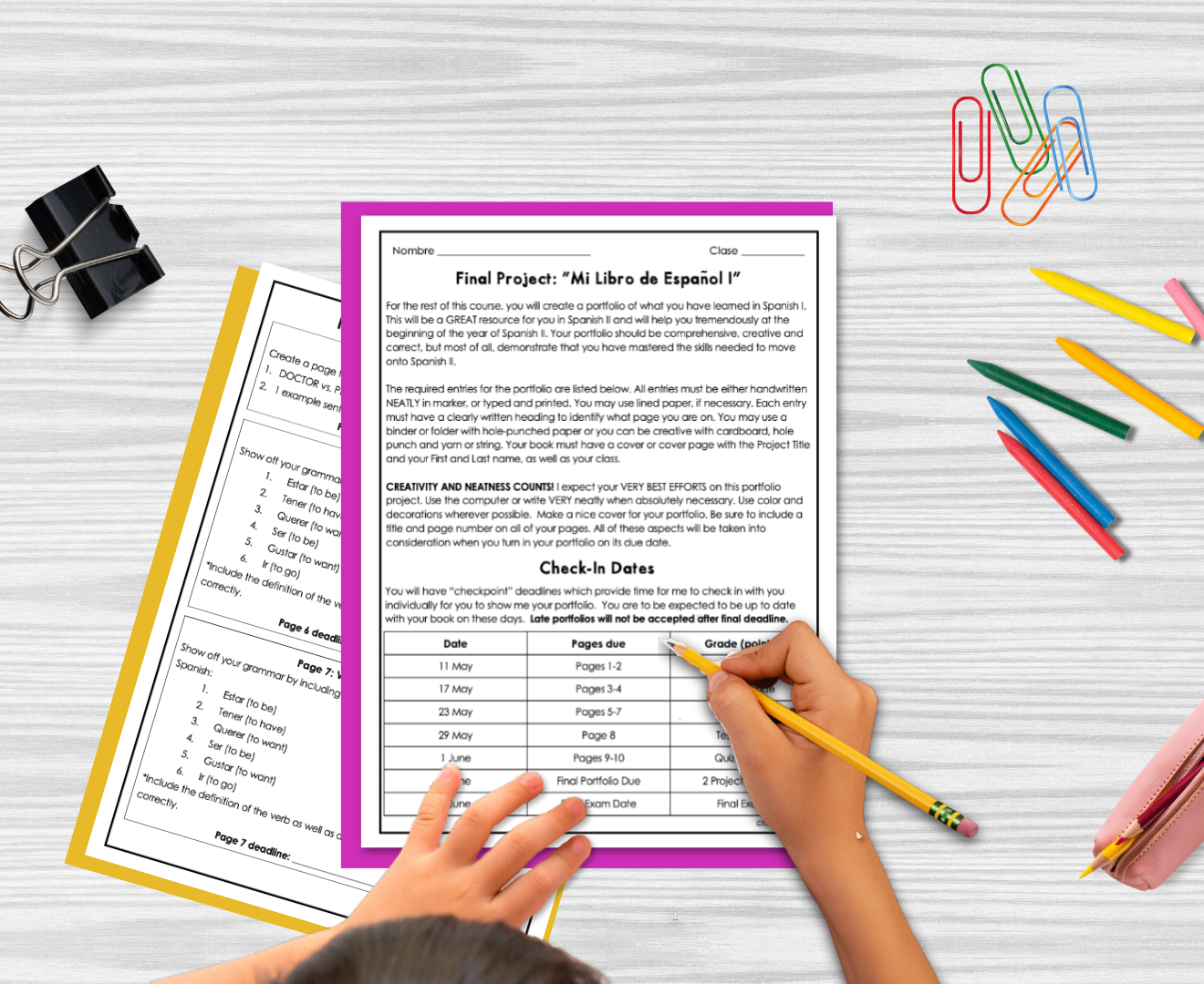 Use learner portfolio Spanish projects as easy end-of-year class activities to simplify your Spanish curriculum and make back-to-school easier!